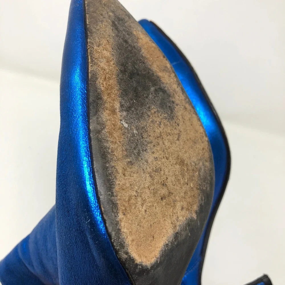 Anine Bing Metallic Blue Ankle Boots Womens 40 US 9 Electric Blue Pointed Kitten